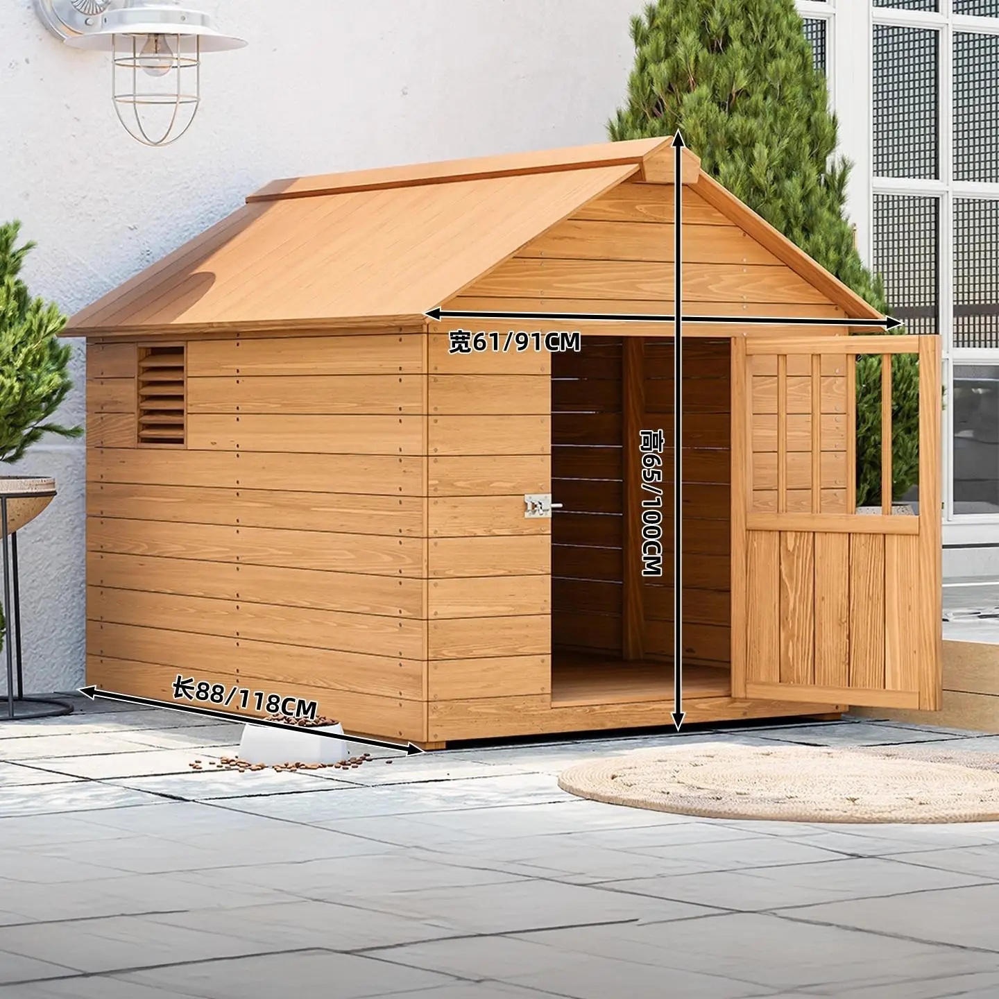 Modern Rainproof Solid Wood Dog House for All Seasons