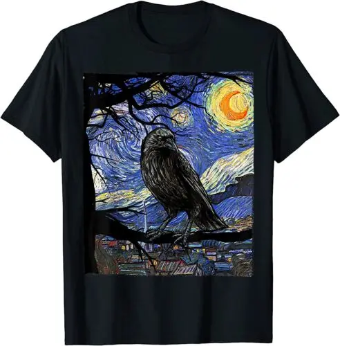 Raven Starry Night Crow Lover Cool Design Gift T-Shirt - MADE IN USA