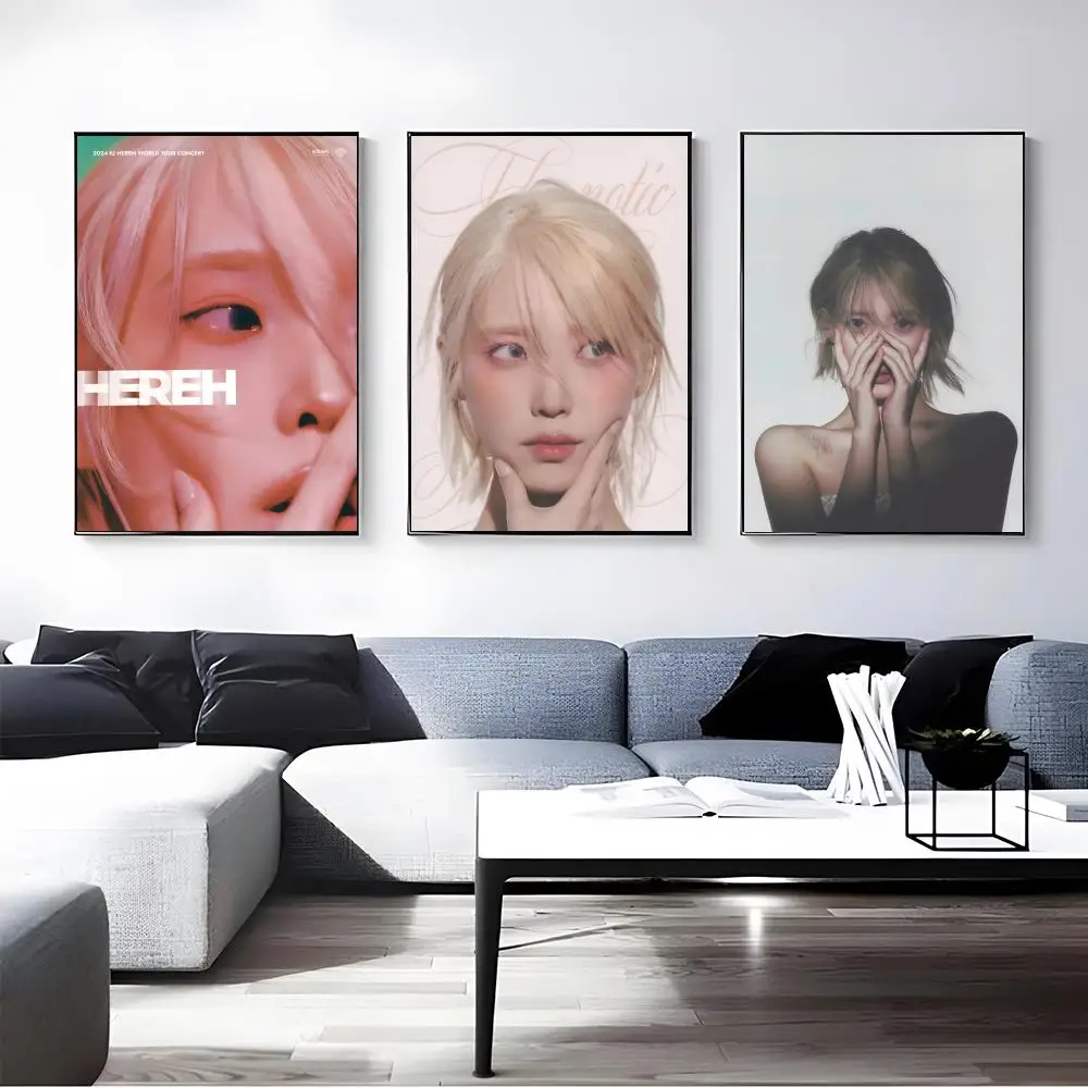 Singer IU-U Lee Ji-eun-S Poster Self-adhesive Art Waterproof Paper Sticker Coffee House Bar Room Wall Decor