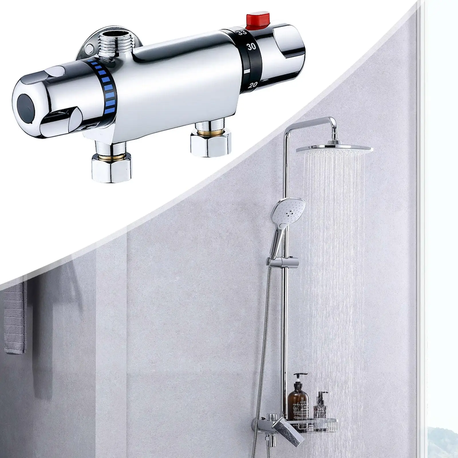 Thermostatic Shower Faucet Valve Copper Hardware Practical High Performance Replace Accessories for Home Bathroom Professional