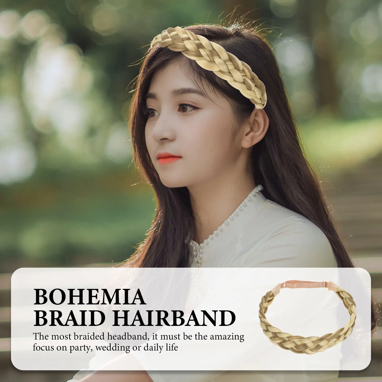 

Braided Braid Headband Adjustable Hair Hoops for Office Prom Wedding Casual Events Female Headdress Bohemia Braid Hairband