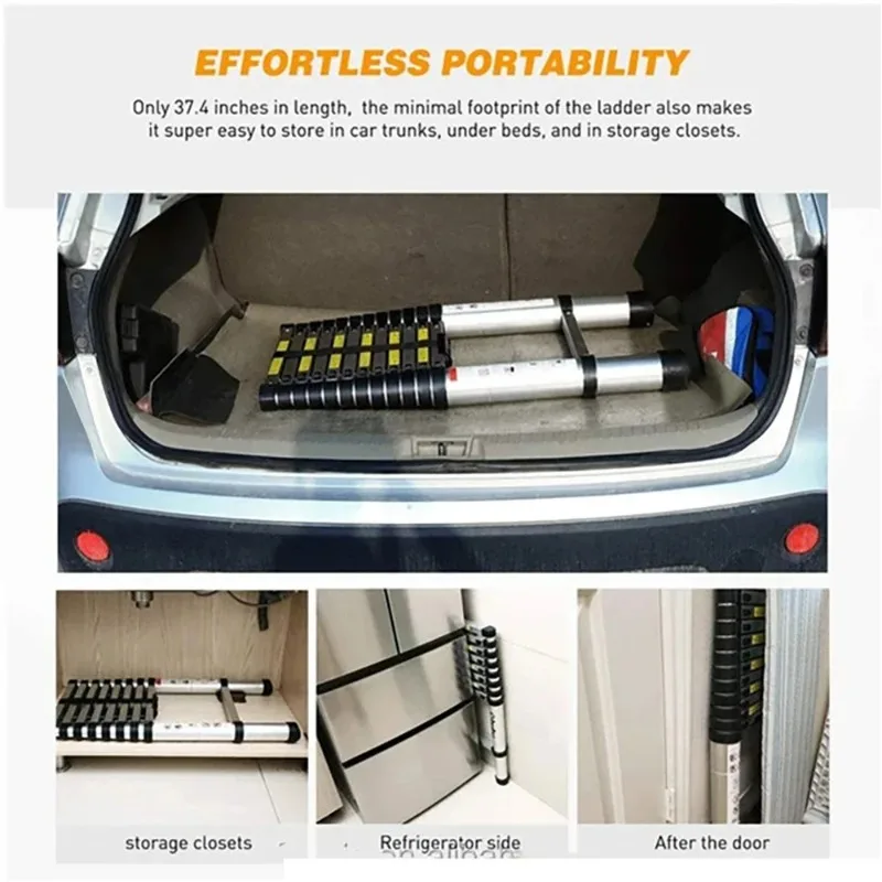 3.2m Verdikte Multifunctionele Telescopische Ladder Draagbare Thuis Aluminium Techniek Ladder Outdoor Lifting Bamboe Ladder