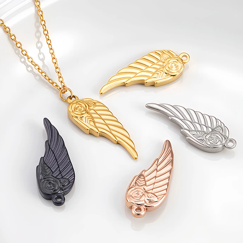 Stainless Steel Angel Wings Charms Pendants Silver Gold Color for DIY Necklace Earrings Jewelry Findings Making Accessories