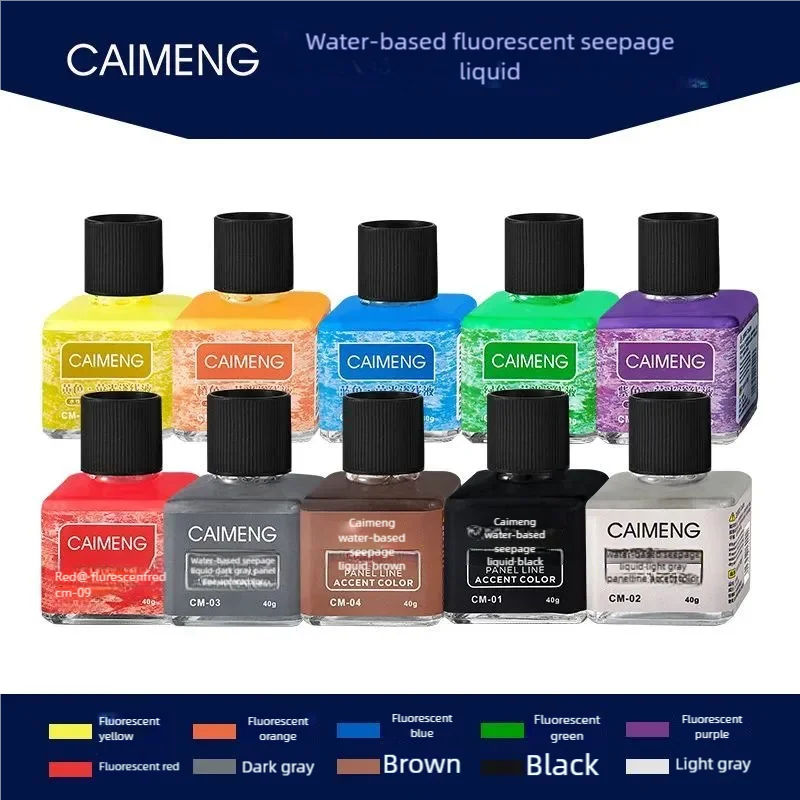 CAIMENG 40 g fluoreszierende Panel-Linerfarbe auf Wasserbasis für Modellbau, fluoreszierende Tinte, Panel-Linie, Akzentfarbe, Hobby-Versorgung