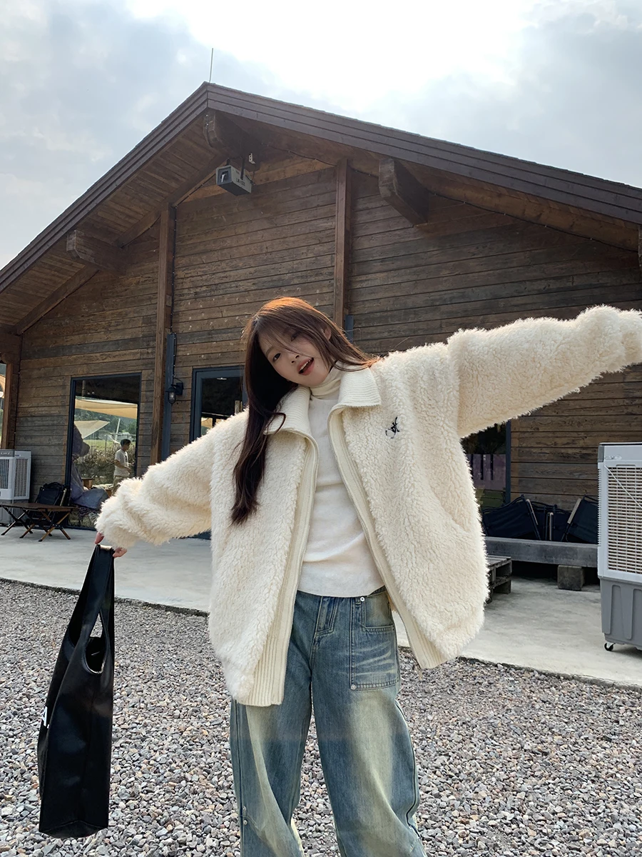 معطف نسائي فاخر من الفرو بتصميم كوري جديد لخريف وشتاء 2023، معطف قطني كاجوال بأسلوب راقٍ #2