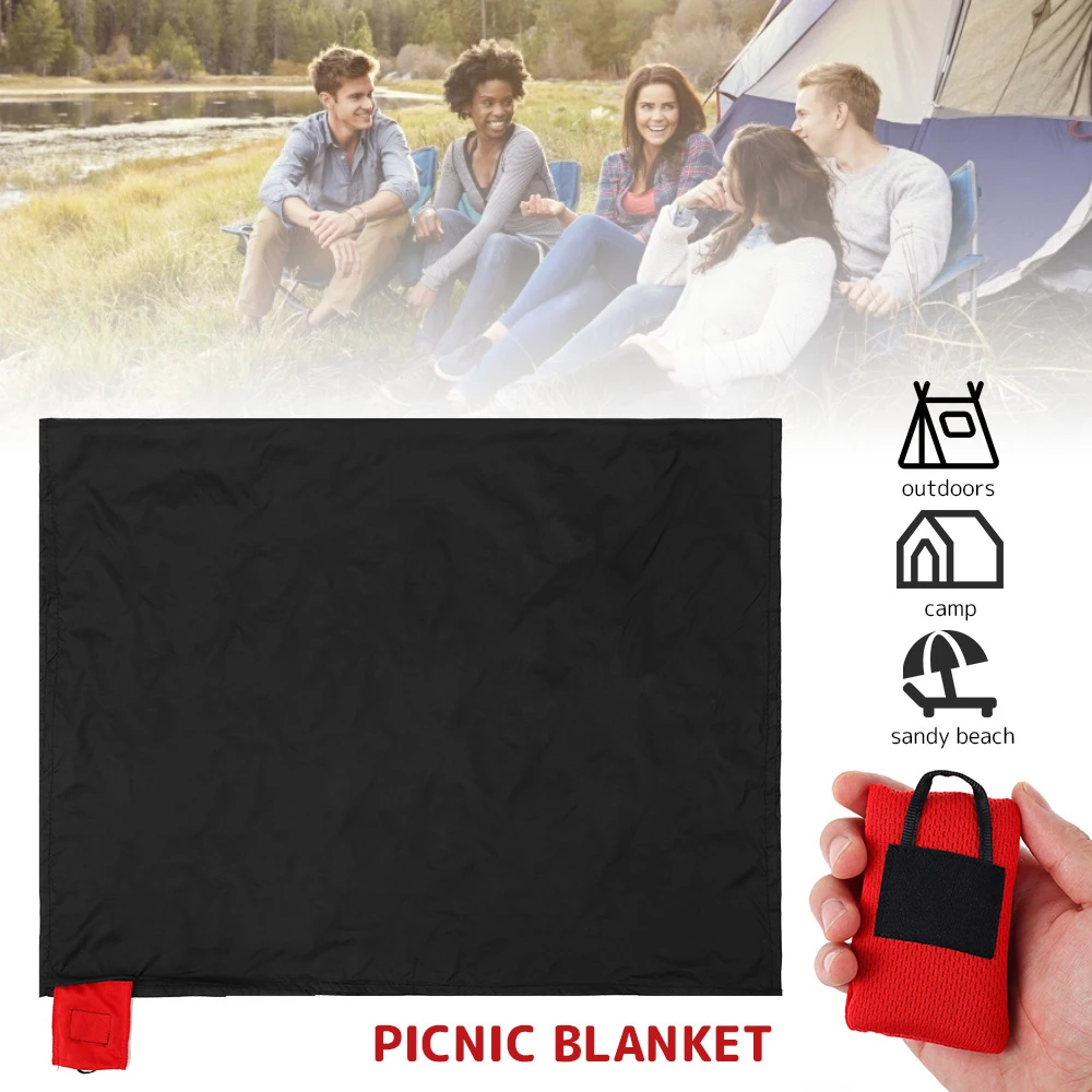 Couverture de plage en polymère pour pique-nique, mini poche, pour camping en plein air, pelouse, pour enfants, tapis pliable, avec sac de transport, 110x70cm