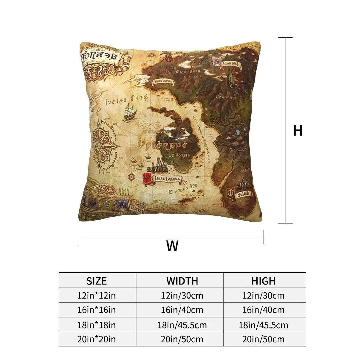 Eorzea Ffxiv Map Square Pillowcase Pillow Cover Cushion Decor Comfort Throw Pillow for Home Sofa
