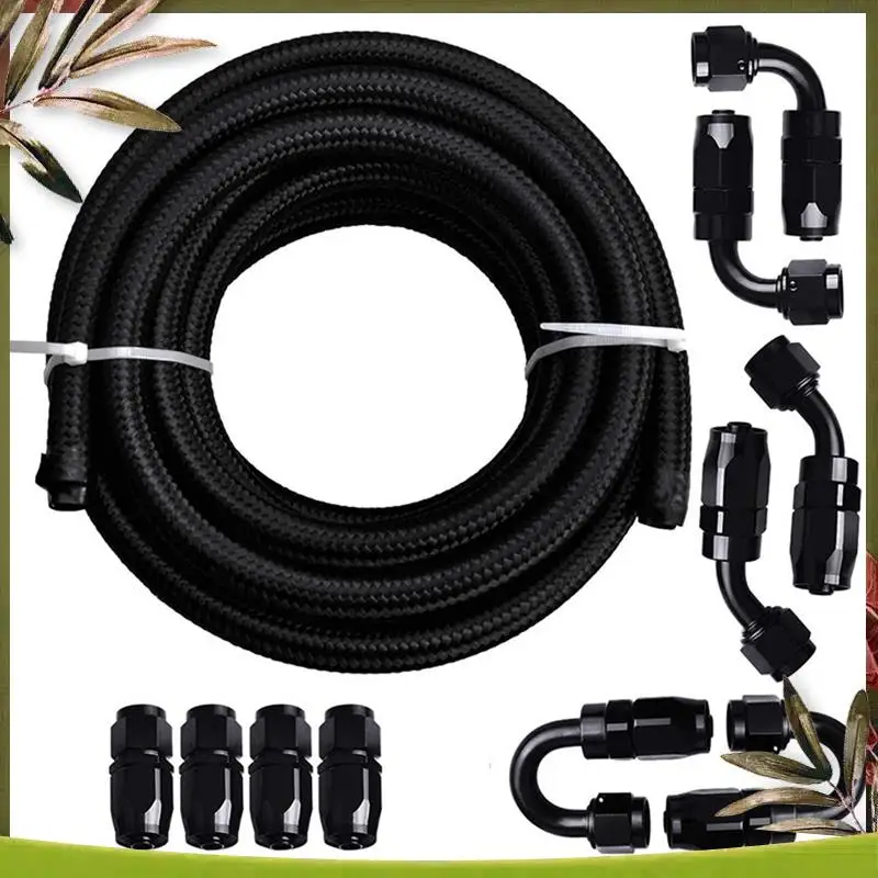 

AB98-Racing Car 20FT 6M 6AN Fuel Hose Black Braided Oil Fuel Hose 20 Feet Hose Line Car Fuel Hose +Swivel End Fitting