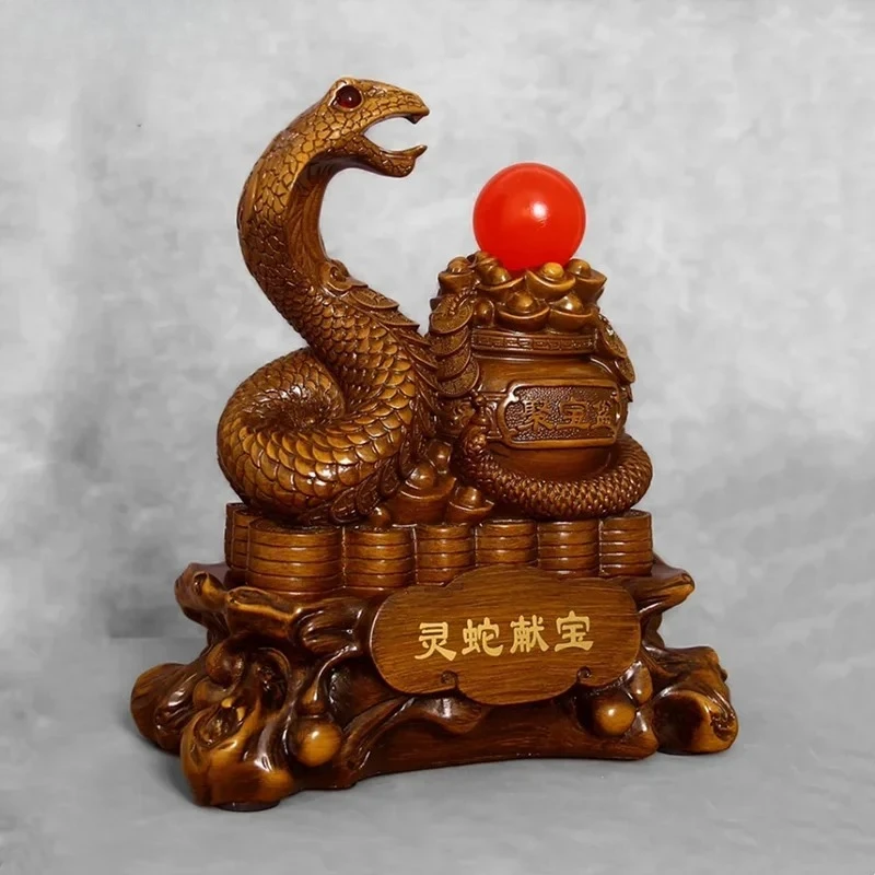 Home decoration accessories Snake ornament Lucky mascot for attracting wealth 1pcs Resin handicrafts Store opening gifts