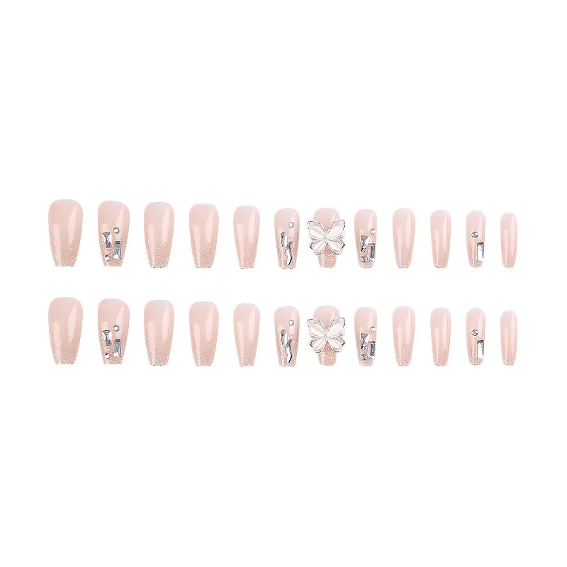 "24pcs/box Ongles Artificiels Faux à Presser Réutilisables avec Ensemble de Designs, Français, Diamant Aurora, Faux Conseils Collants pour les Ongles avec des Astuces Artistiques"