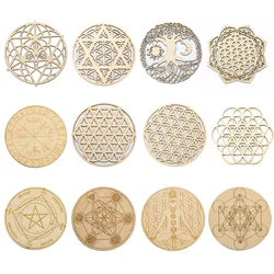 1PC 10cm 레이저 스타 데이비드 메타 트론 나무 판자 생명의 나무 요가 차크라 절연 플레이스 매트 Wiccan 타로 점성술 소품 보드