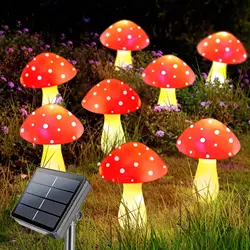 Mushroom Solar Panel Fairy Light, Outdoor impermeável String Lâmpadas, Garden Pathway Guirlandas, Decoração de Natal, IP65