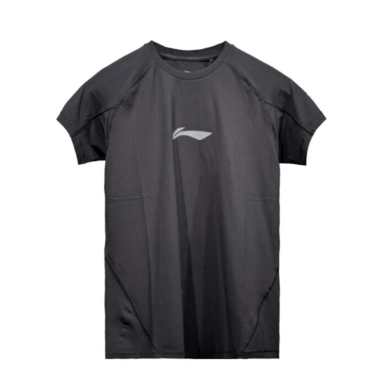 Li-Ning Mannen Training Strakke Tops 79% Polyamide 21% Elastaan Strakke Pasvorm Ademende Voering Sport Fitness T-shirts AUDV039