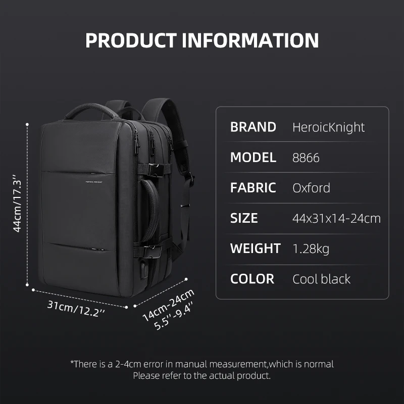 2025Double Open Zipper Anti-diebstahl USB Rucksack Wasserdicht Faltbare Rucksack Multifunktionale Werkzeug Tasche Reise Rucksack für Männer