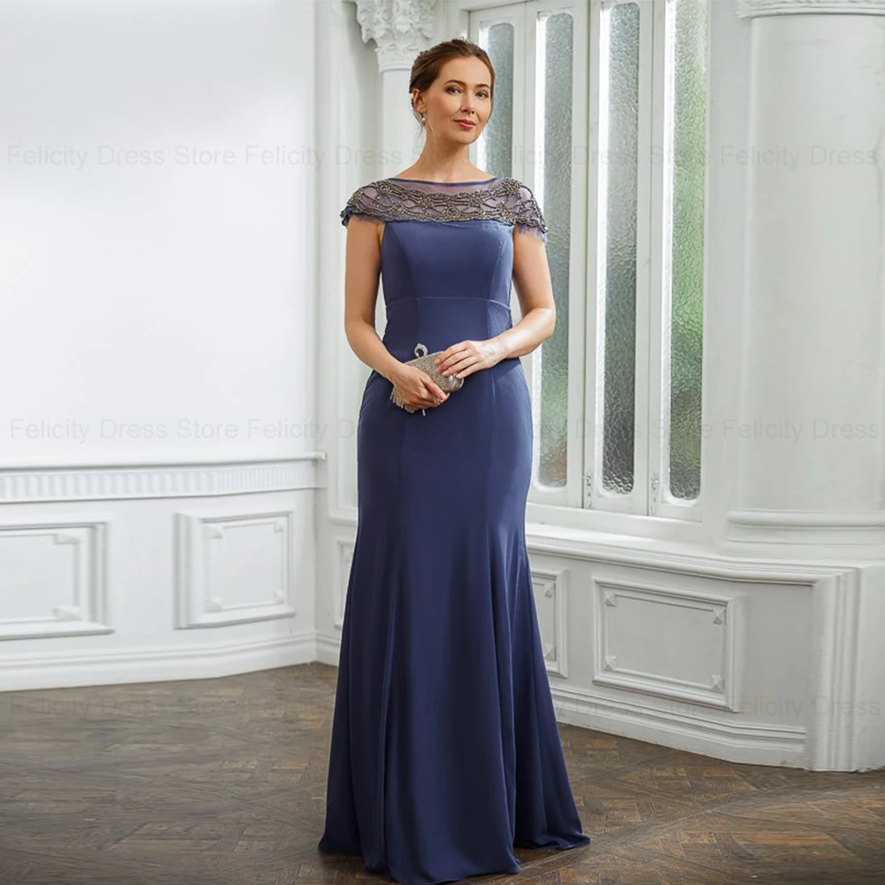 Robe sirène pour la mère de la mariée, robes d'invité de mariage, longueur au sol, perles plissées, longue fête, Rh, soirée, quoi que ce soit, mode 2024