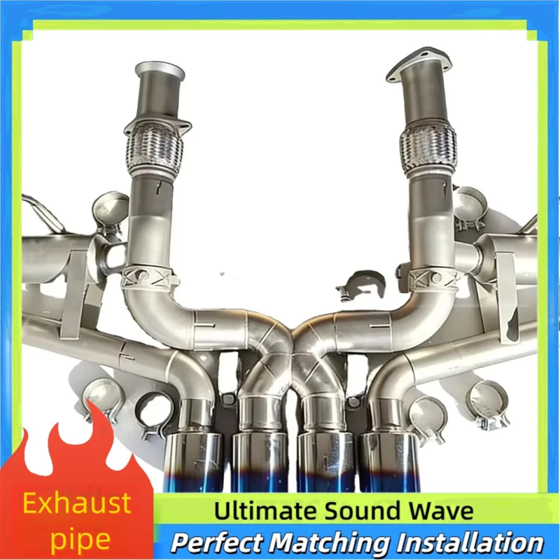 

Высокопроизводительная выхлопная система Catback для Chevrolet Corvette C8 Z06 2019-2023: задняя часть с четырьмя глушителями и клапаном