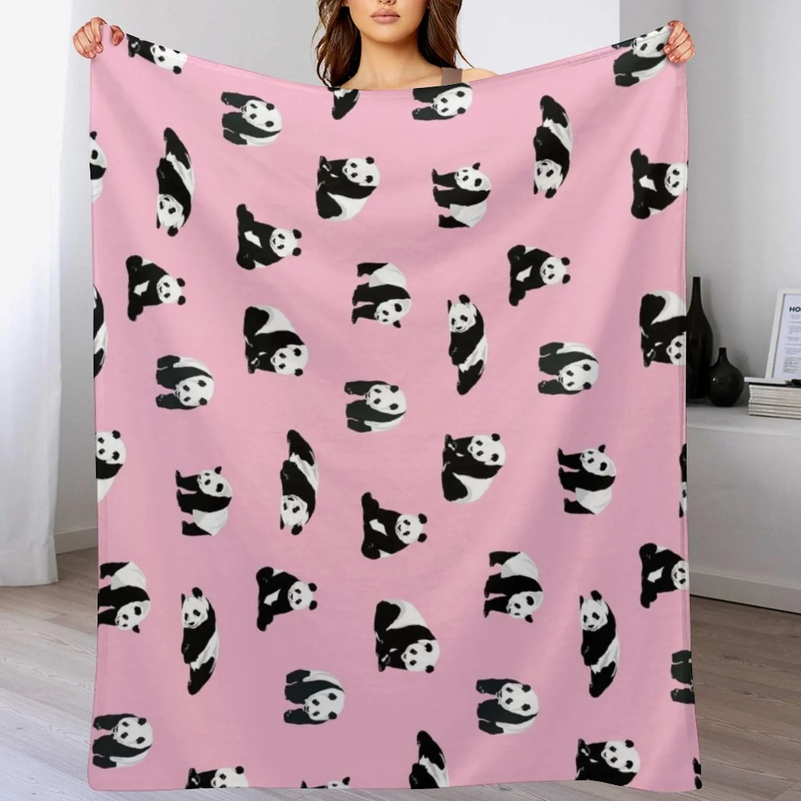 

Pandas on Pink Throw Blanket Nap Bed covers Hairys warm winter Blankets