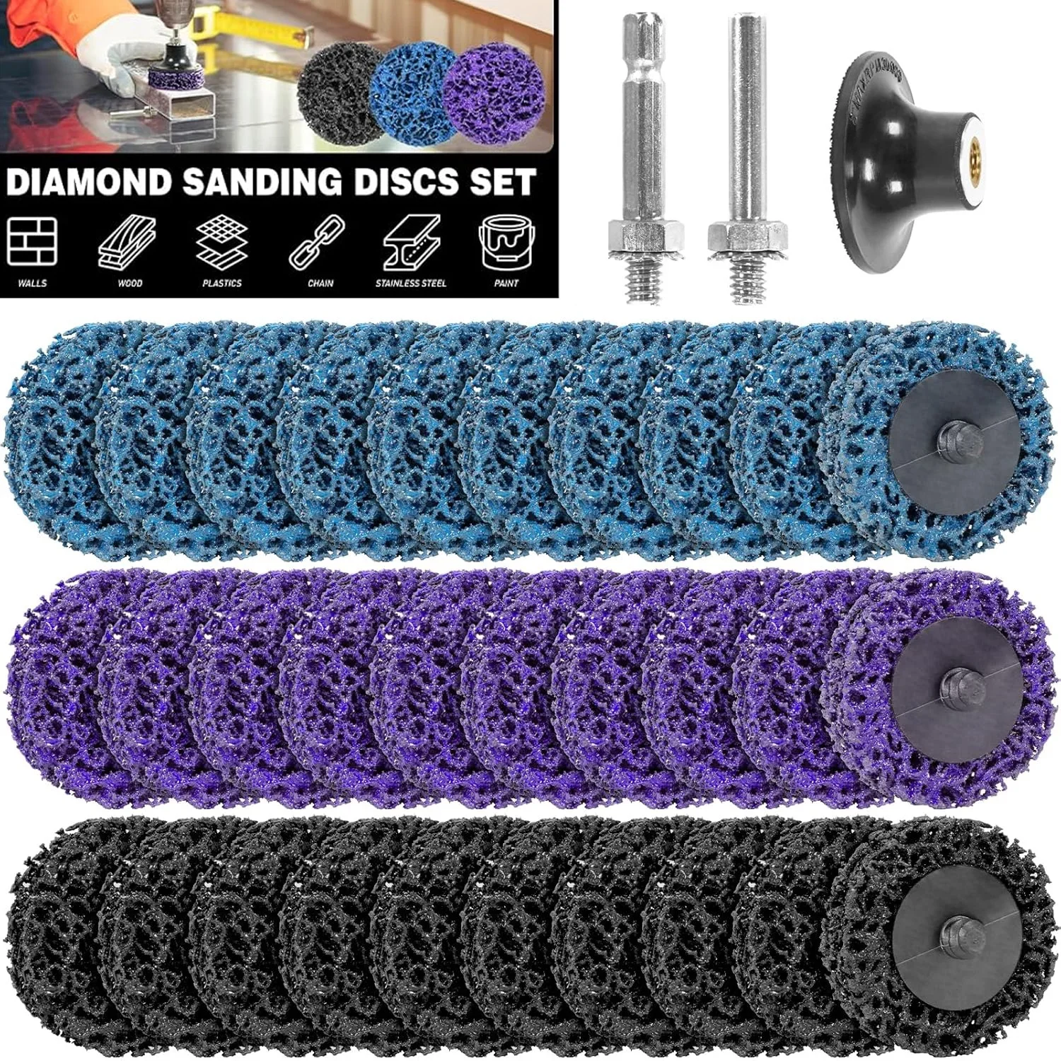 33PCS Fits Electric/Pneumatic Tools – Paint Removal, Weld Cleaning, Metal Grinding  Diamond Torque Discs Set