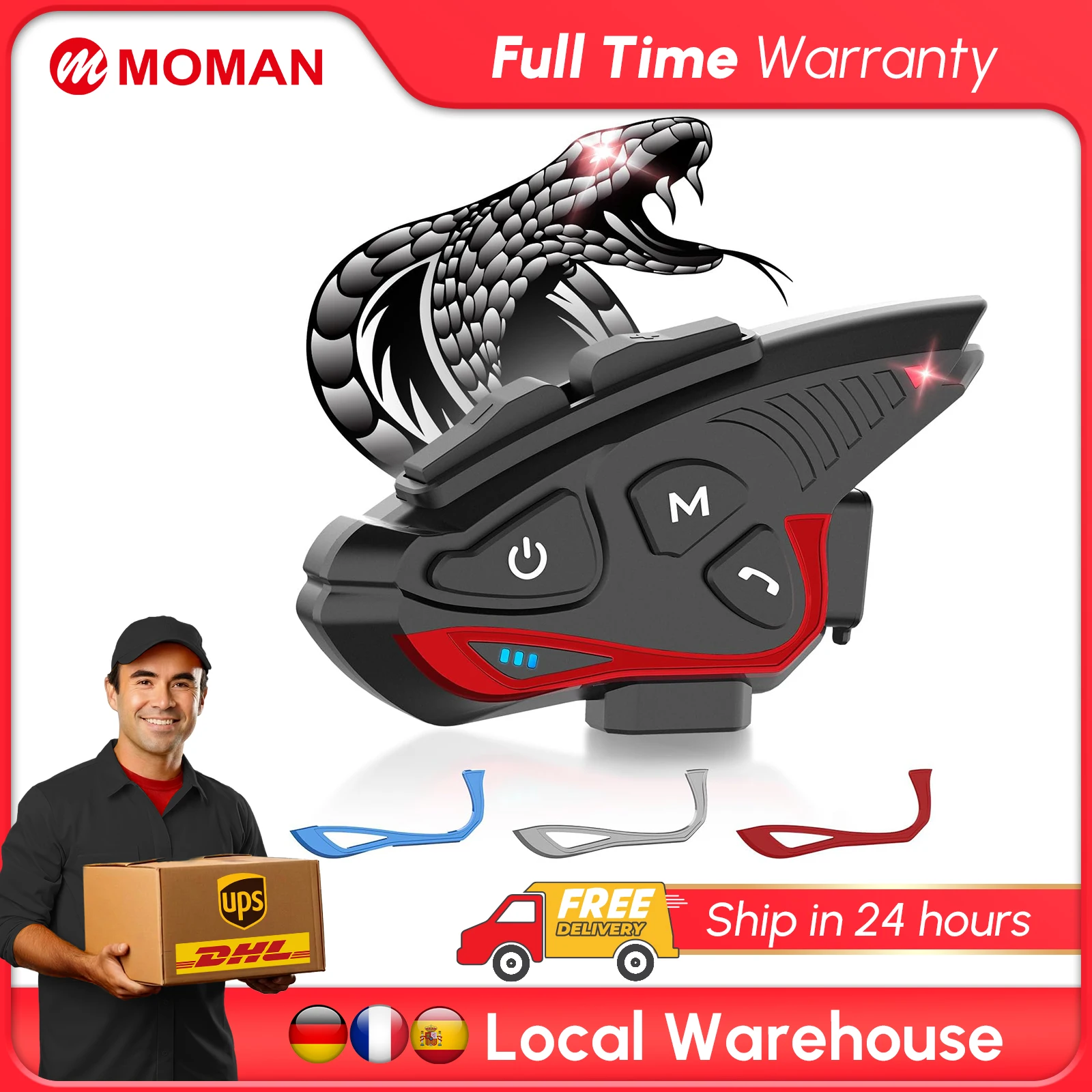 

Moman Motorcycle Helmet Bluetooth Intercom Helmet Headset CP-S 8 Riders 2000M Group Helmet Communication System Motorbike