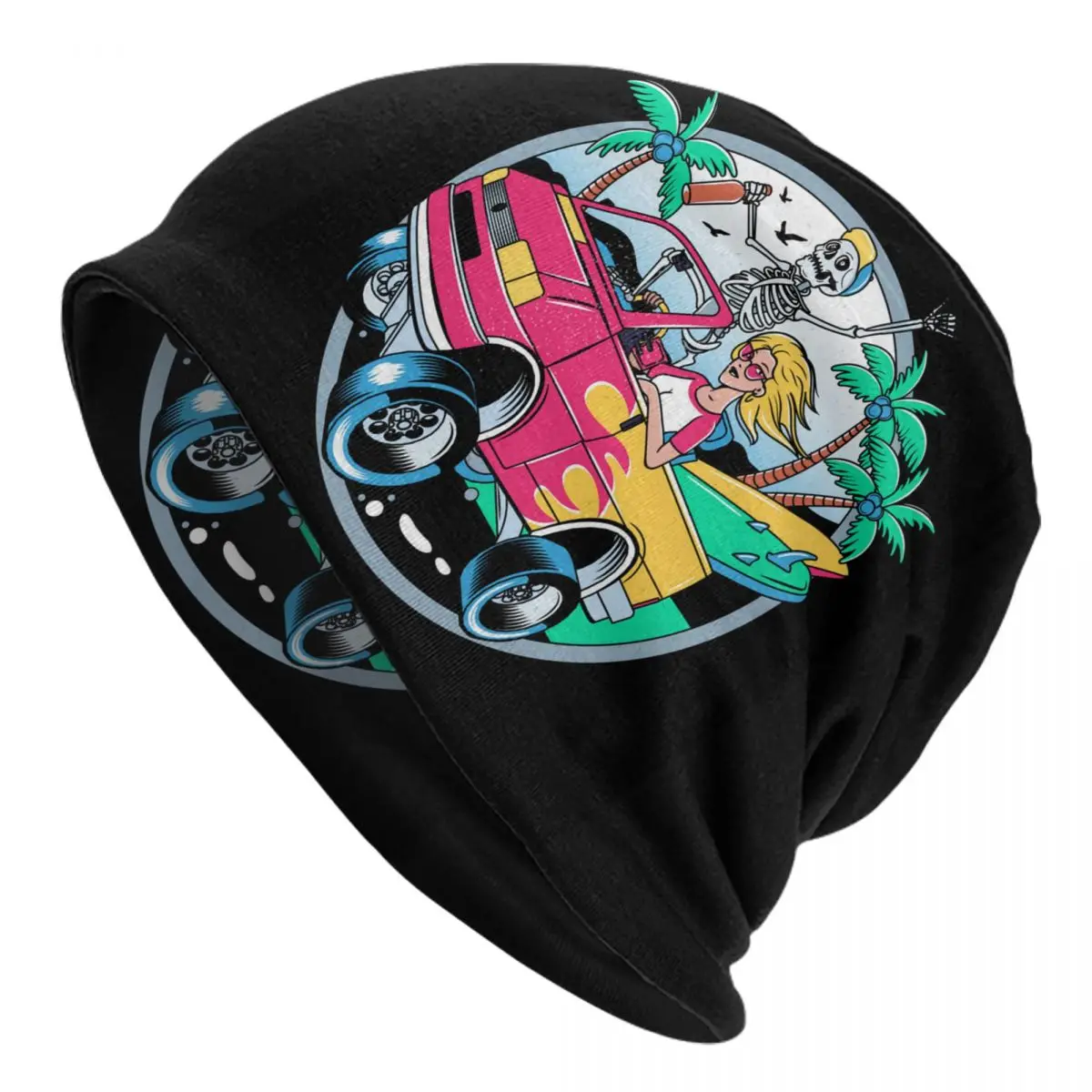 Custom Summer Surf Rider Skull Surfing Skullies Beanies Caps Streetwear Winter Women Men Knitting Hats Adult Unisex Bonnet Hats