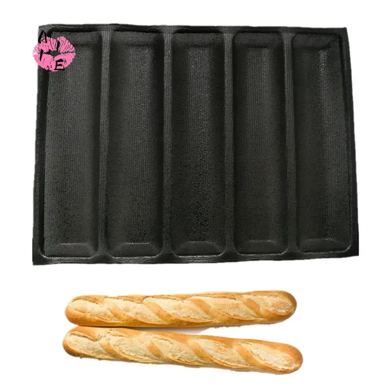 

A11E-2 Piece Silicone Perforated Baking Forms Sandwich Mold French Baguette Bread Pan Food Mat