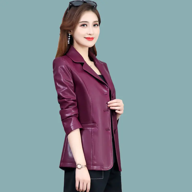 2025秋冬新作 レザージャケット レディース ショート丈 スリム スーツカラー シングルブレスト ジャケット トップス カジュアル ファッション レディースコート
