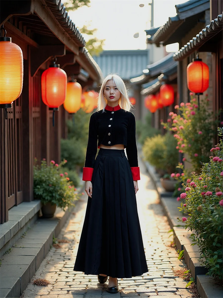 

Плиссированные юбки длиной до пола, элегантная женская одежда, осенняя клетчатая одежда прямого кроя, повседневная классическая одежда для взрослых, простая, практичная, эластичная