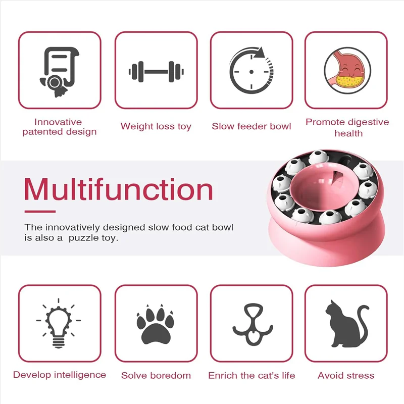 

Y28A NEW- Cat Slow Feeder,Cat Dog Food Bowls,Cat Puzzles Feeder Rotating Slow Feeder,Food Bowls Slow Eating Cat Feeder Durable -