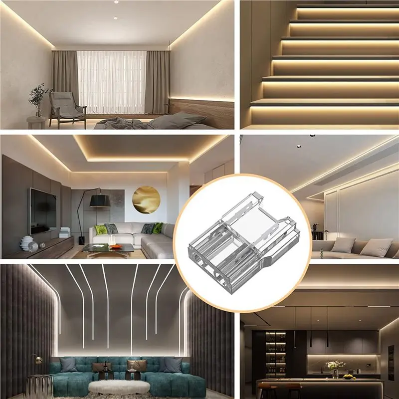 DT17 60pcs LED Light Strip Connectors 2Pin Strip to Wires, Transparent Solderless No Dark Area 8mm for Tape Light