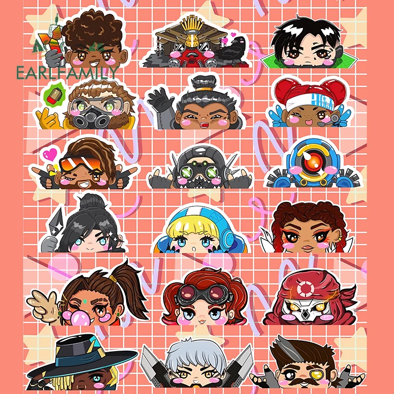 

EARLFAMILY 13 см виниловые автомобильные аксессуары Apex Legends Peeker, игра Chibi, творческая школьная наклейка JDM, индивидуальные автомобильные наклейки