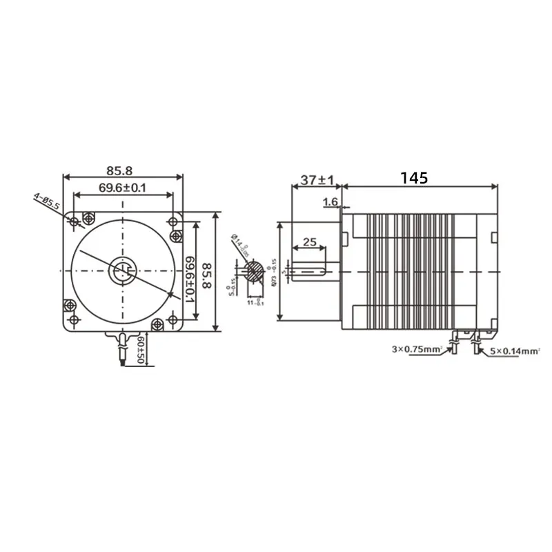 Brushless Motor 86 Flange DC Low Voltage Motor 750W 48V 3000RPM Body Length 145mm BLDC Motor