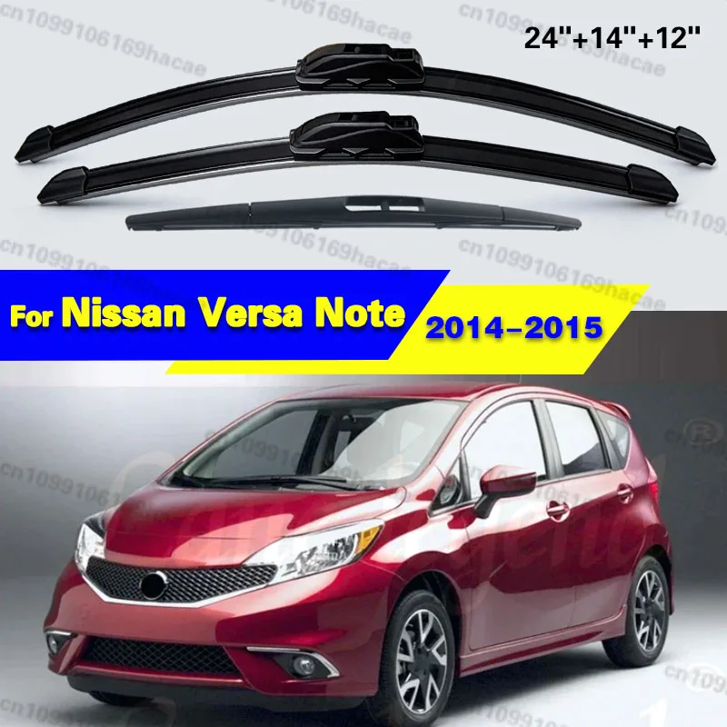 

For Nissan Versa Note 2014-2015 3PCS Car Wiper U-type Soft Rubber Boneless Wiper HD Quiet Durable Automotive Wiper 24"+14"+12"