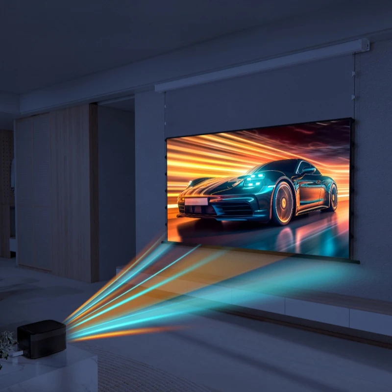 

16:9 High Picture Quality Electric Intelligent Levitated/Suspended/Floating Photon Projection Screen With Voice +Linkage Control