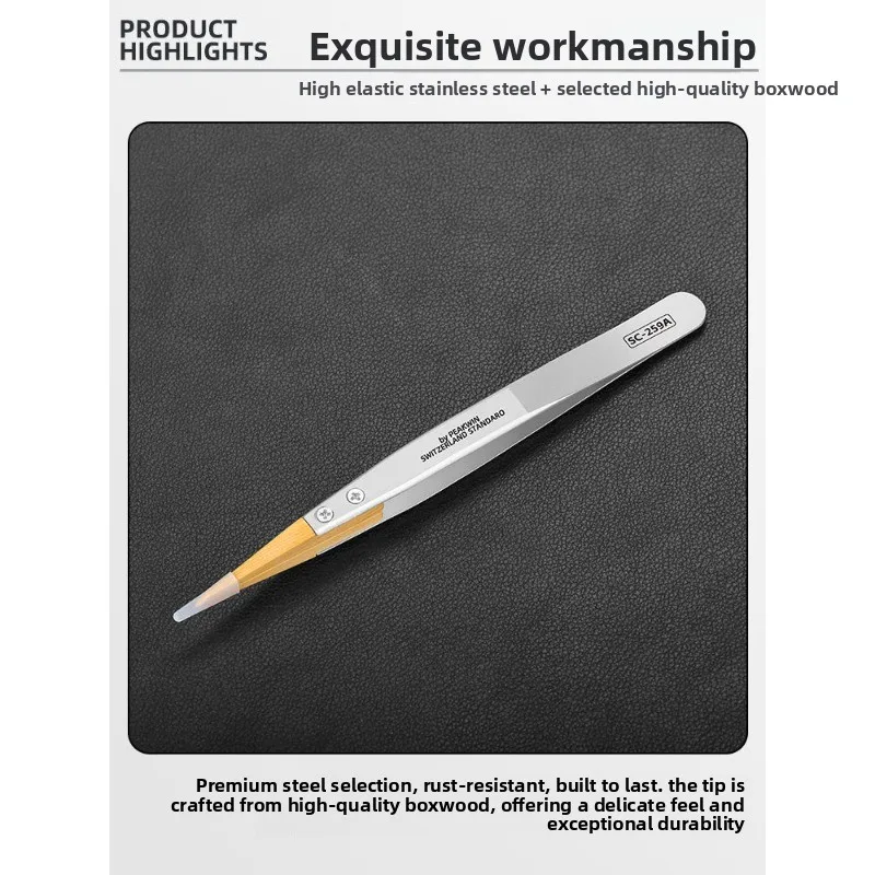 boxwood precision anti-magnetic forceps, No. 27 pointed forceps insulation does not hurt parts watch tools