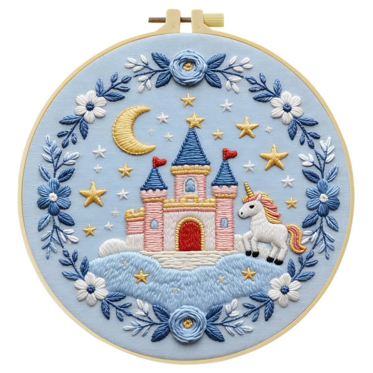 1 Stück 20X20CM/15X15CM 7,87/6,3 Zoll Traumschloss Stickerei Starter-Kit DIY-Kit DIY-Stickerei-Set Handarbeiten Nähkunst – Detail 3