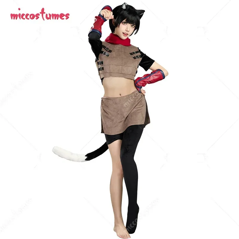 

Miccostumes's-8 Women's Izutsumi Cosplay Costume Short Top Vest with Apron and Pants