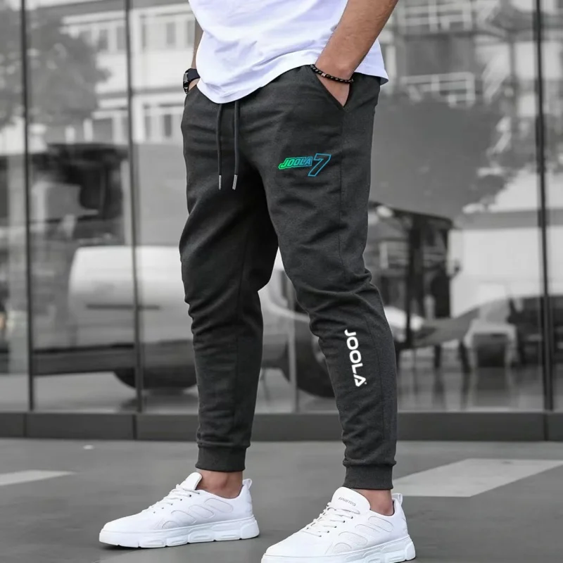 Black Men's Casual Jogger Pants with JOOLA & Lightning Print Elastic Cuff Streetwear