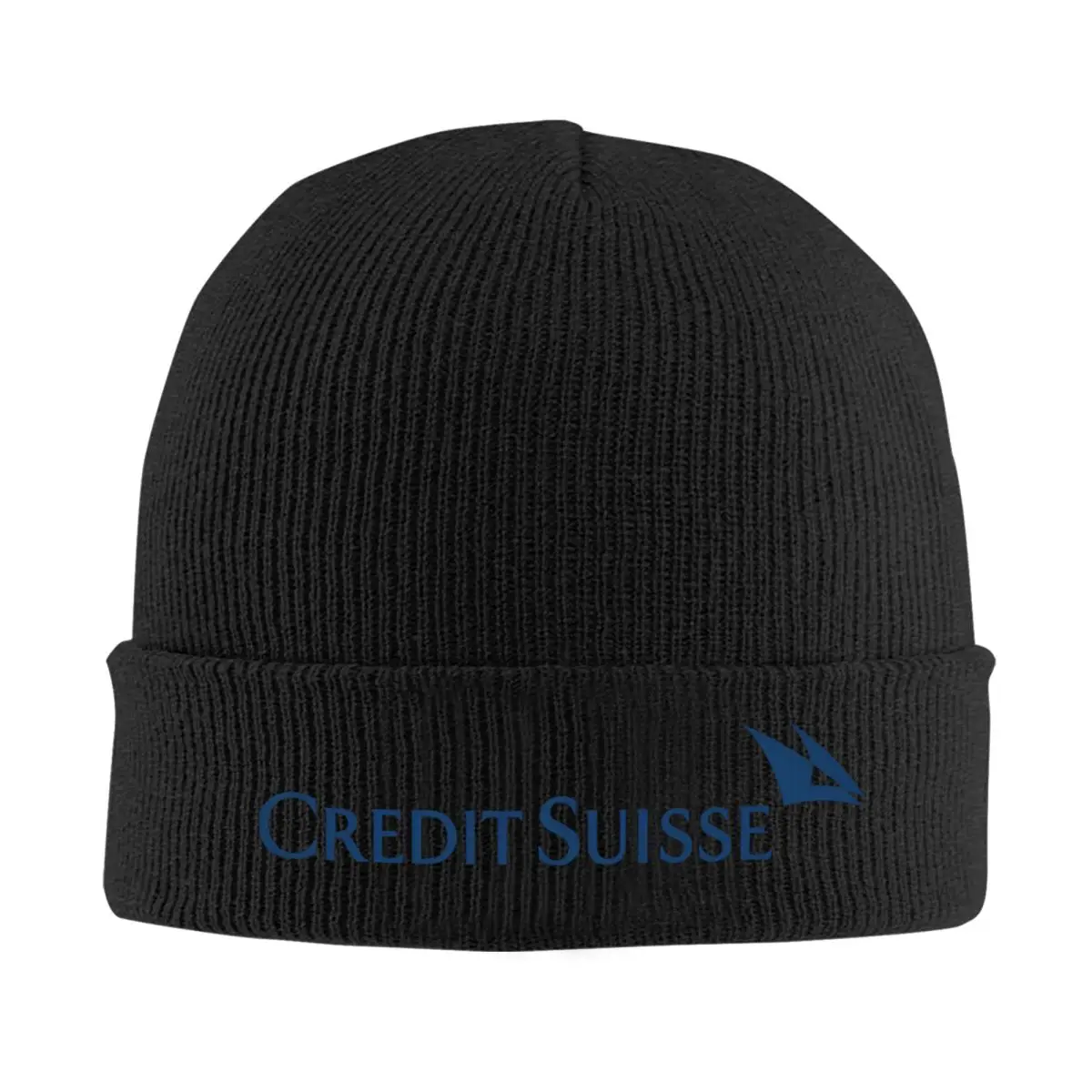 Credit Suisse Blue Logo Asset Management Bonnet Hats Risk Management Beanie Hats Knit Hat Autumn Winter Unisex Outdoor Cap