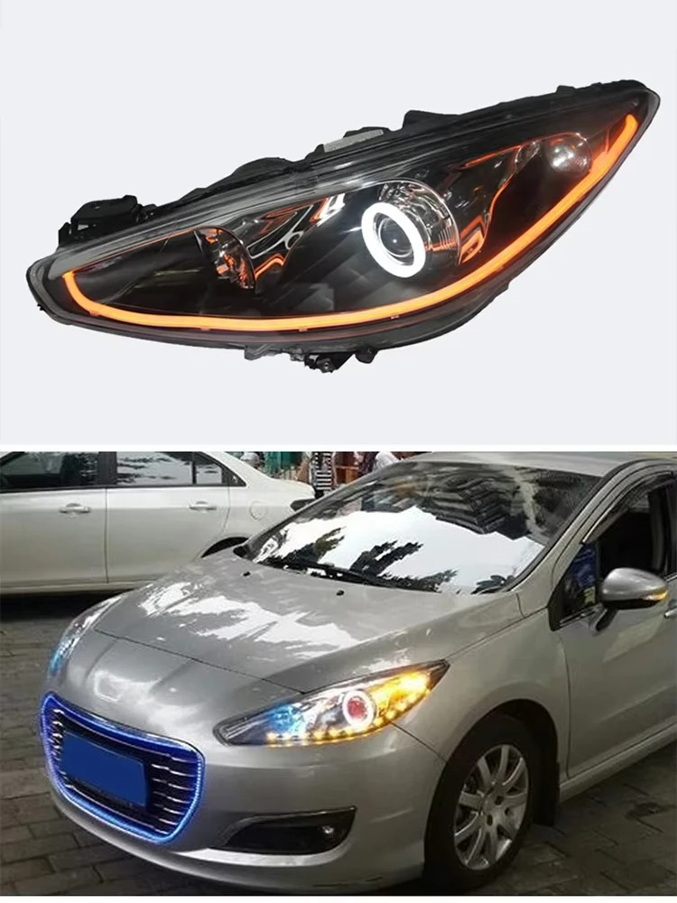 Customized Full LED Headlights For Peugeot 308 2008-2014 Bi-xenon Projector Lens Front Lamps With DRL view 6
