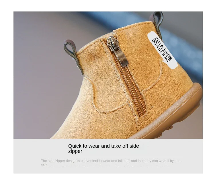 Herbst-Winter Baby Jungen Mädchen Stiefel Oxford Wildleder Kinder Freizeitschuhe Outdoor Rutschfeste Babyschuhe Plüsch Kinder Knöchelstiefel – Detail 4