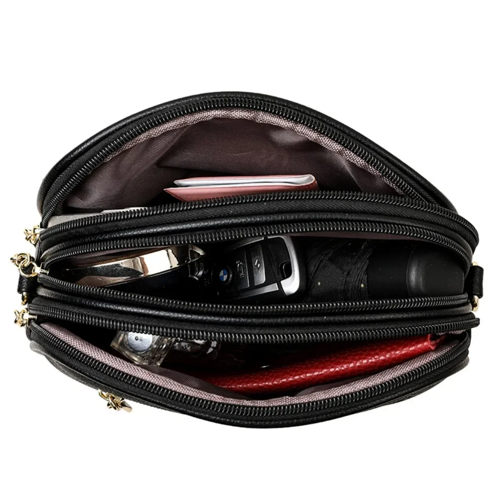 Women Small Fashion Shoulder Bags High Quality Leather Crossbody Bag Purse Multi-pocket Design Solid Color Handbag Commuter Sac