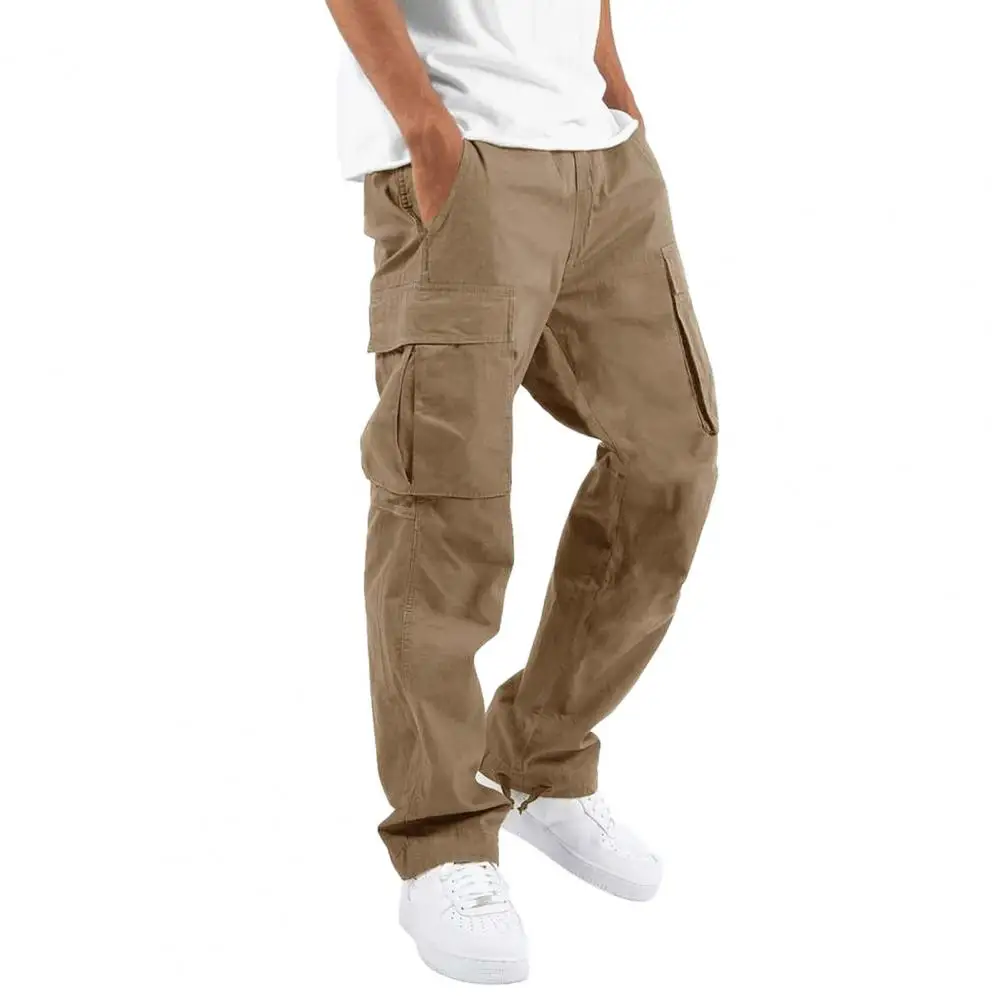 

New 2024 Cargo Pants Trousers for Men Full Length Solid Color Loose Multi-pocket Drawstring Pockets Pants Male Cargo Pants 2XL