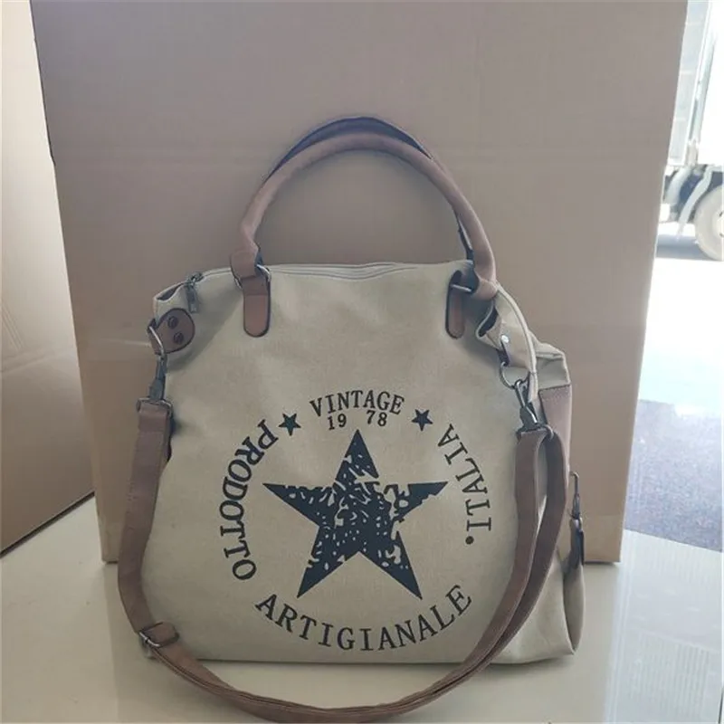 2022 High Quality Women Printed Letters Canvas Shoulder Bags Large Size Multifunctional Travel Totes Khaki Bags Drop Shipping