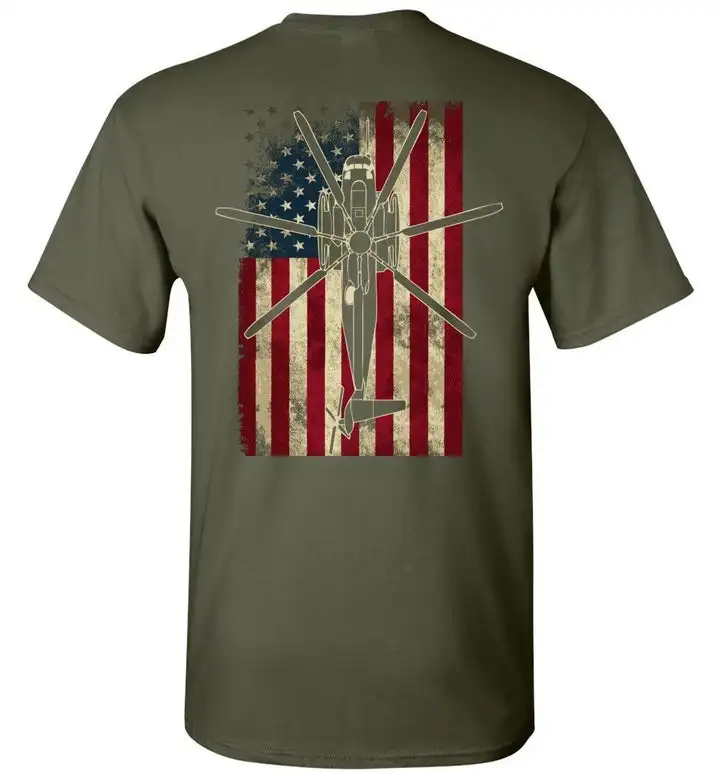 Vintage American Flag CH-53E Super Stallion Transport Helicopter T-shirt. Cotton Short Sleeve O-Neck Mens T Shirt New S-3XL