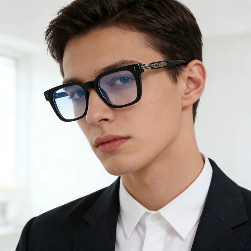 Retro-Quadratische Anti-Blaulicht-Brille für Männer und Frauen, dicker Acetatrahmen, modische optische Brille, klassische Computerbrille für O