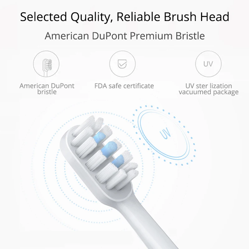 1 /2 pçs 100% xiaomi mijia cabeça escova de dentes elétrica para t300 & t500 inteligente acústica limpa cabeças escova de dentes 3d cabeça combina