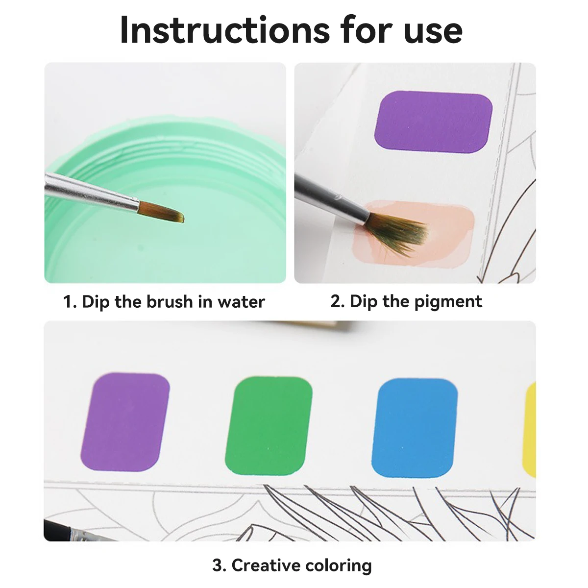 12Pages Coloring Book Portable Watercolor Painting Book Graffiti Picture Book Painting Drawing Toys For Children Gift Stationery