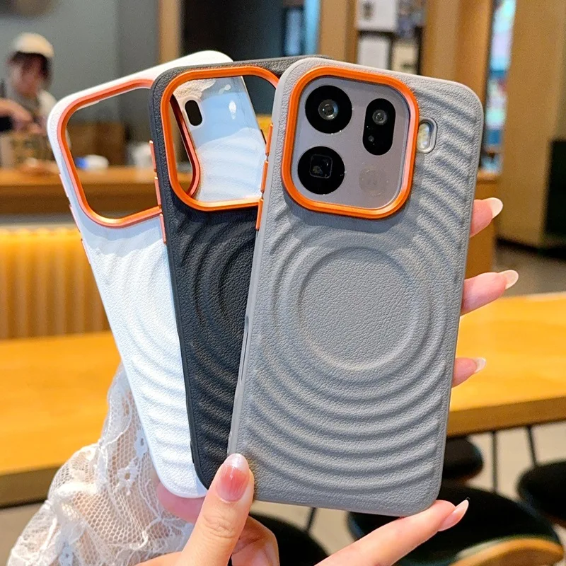 Oppo Find X9 ウェーブパターン携帯電話ケース ゴールドアーマー Find X9 Pro マグネット式ソフトエッジ耐衝撃ケース5G