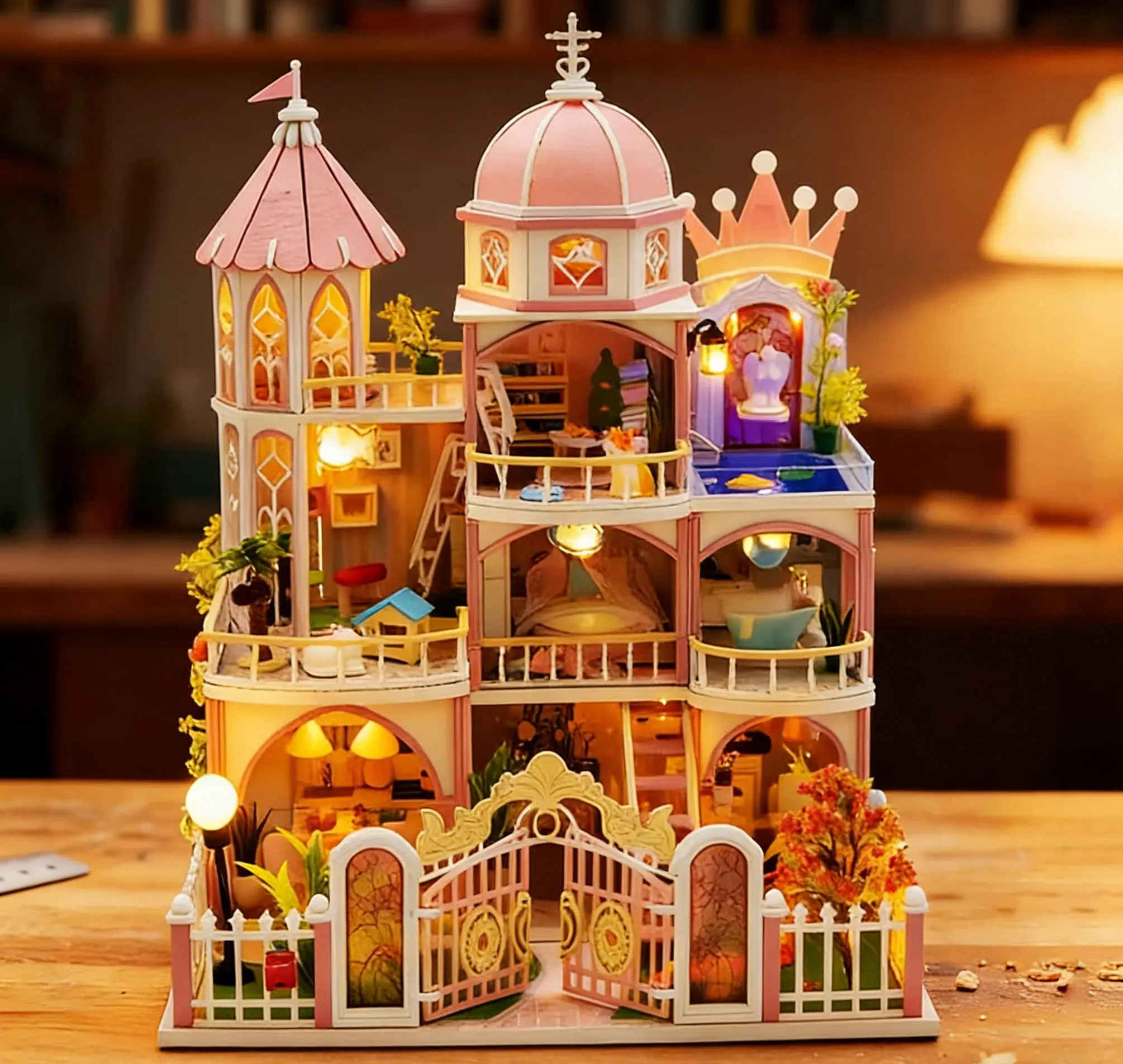 مجموعة قلعة الأحلام الجديدة التي يمكنك صنعها بنفسك - لعبة منزل مصغرة مجمعة يدويًا، نموذج ألغاز مزخرف هدية لعشاق الحرف اليدوية