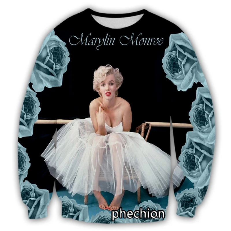 

phechion New Men/Women 3D Printed Marilyn Monroe Casual Sweatshirt Fashion Streetwear Men Loose Sporting Sweatshirt D10